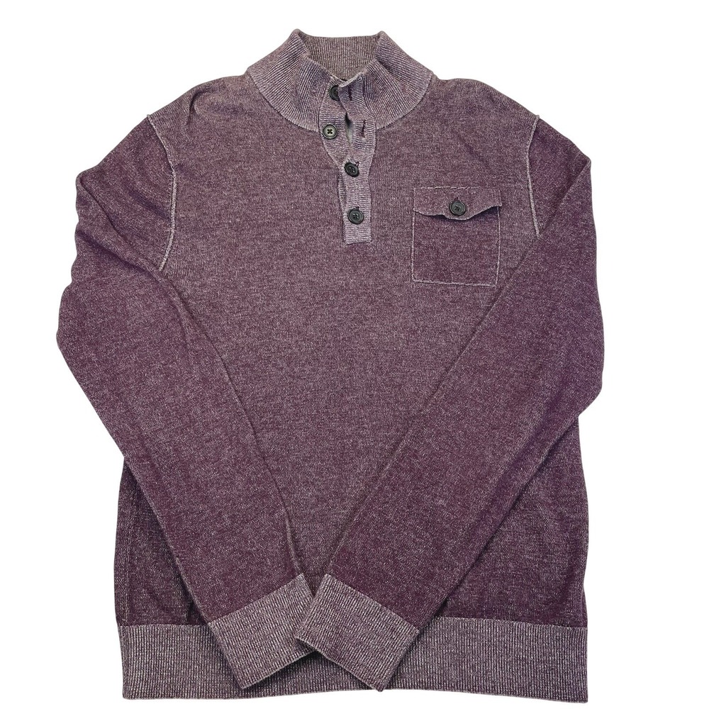 Banana Republic Mens Pullover Sweater Size M Lightweight Gray/Purple Heather
